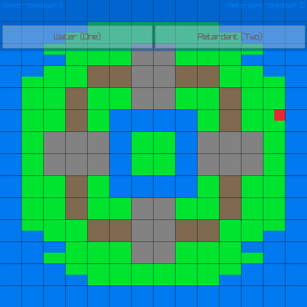 Wildfire Simulator running its Island Lagoon map